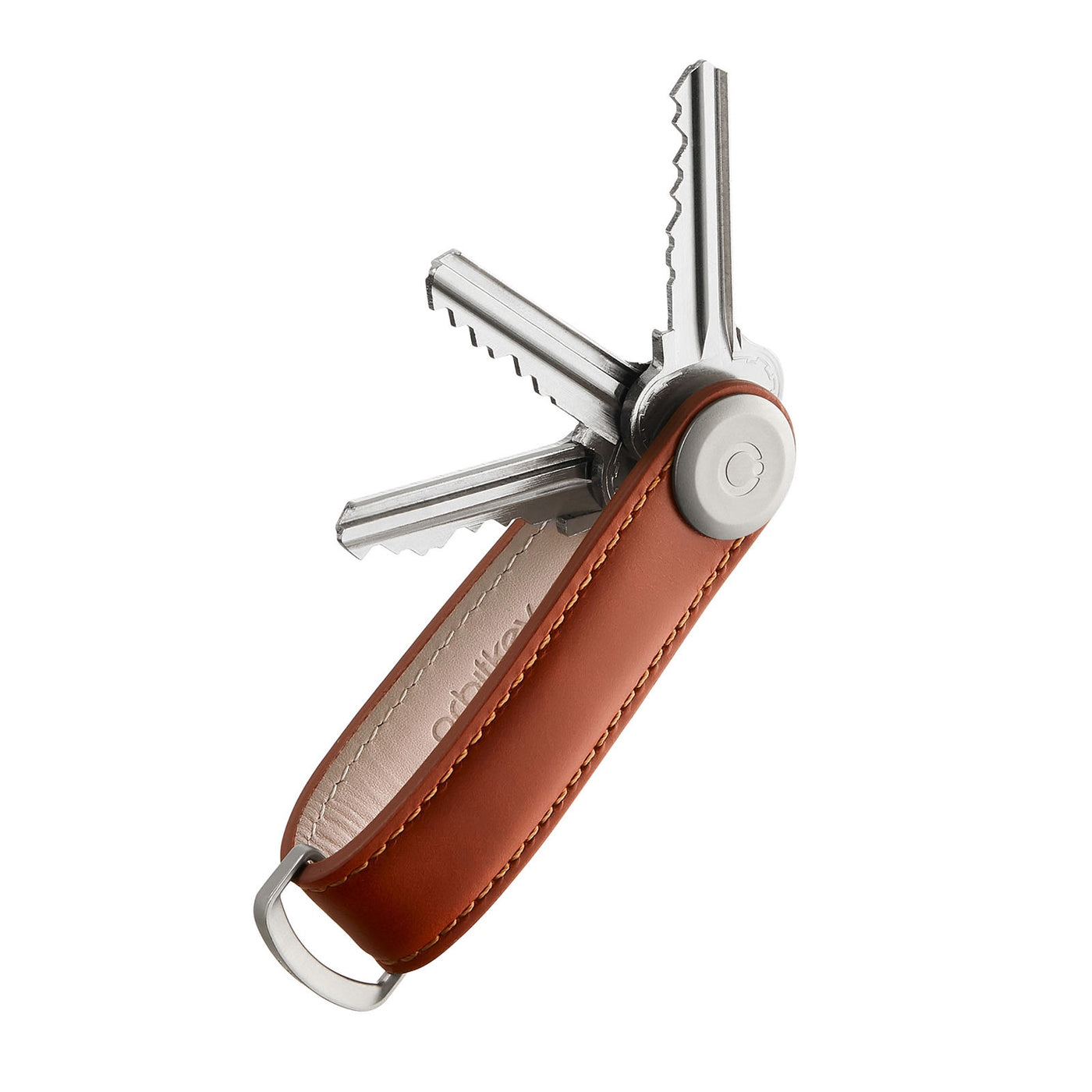 Key Organiser Leather Cognac with Tan Stitching