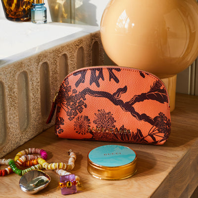 Delphine Cosmetic Pouch - Vivid Coral