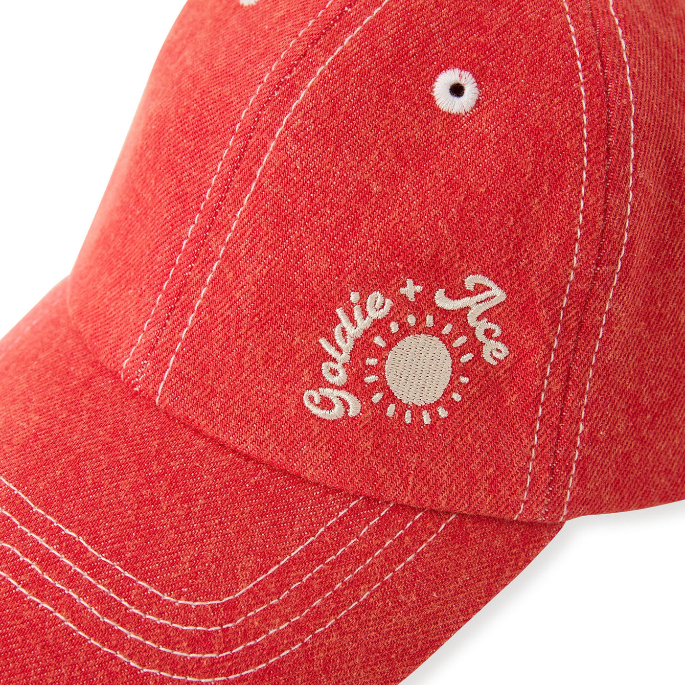Tate Embroidered Demin Cap Apple Red
