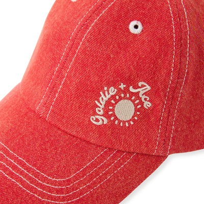 Tate Embroidered Demin Cap Apple Red