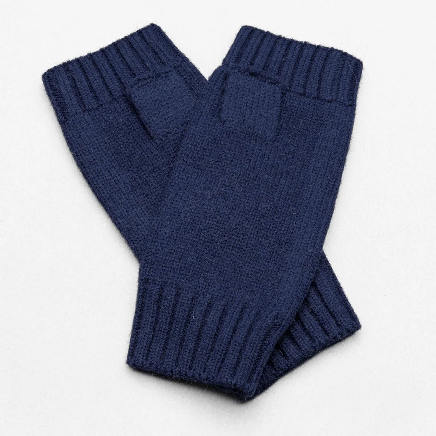 Hands Up - Merino Wool Jersey Fingerless Glove - Denim Blue