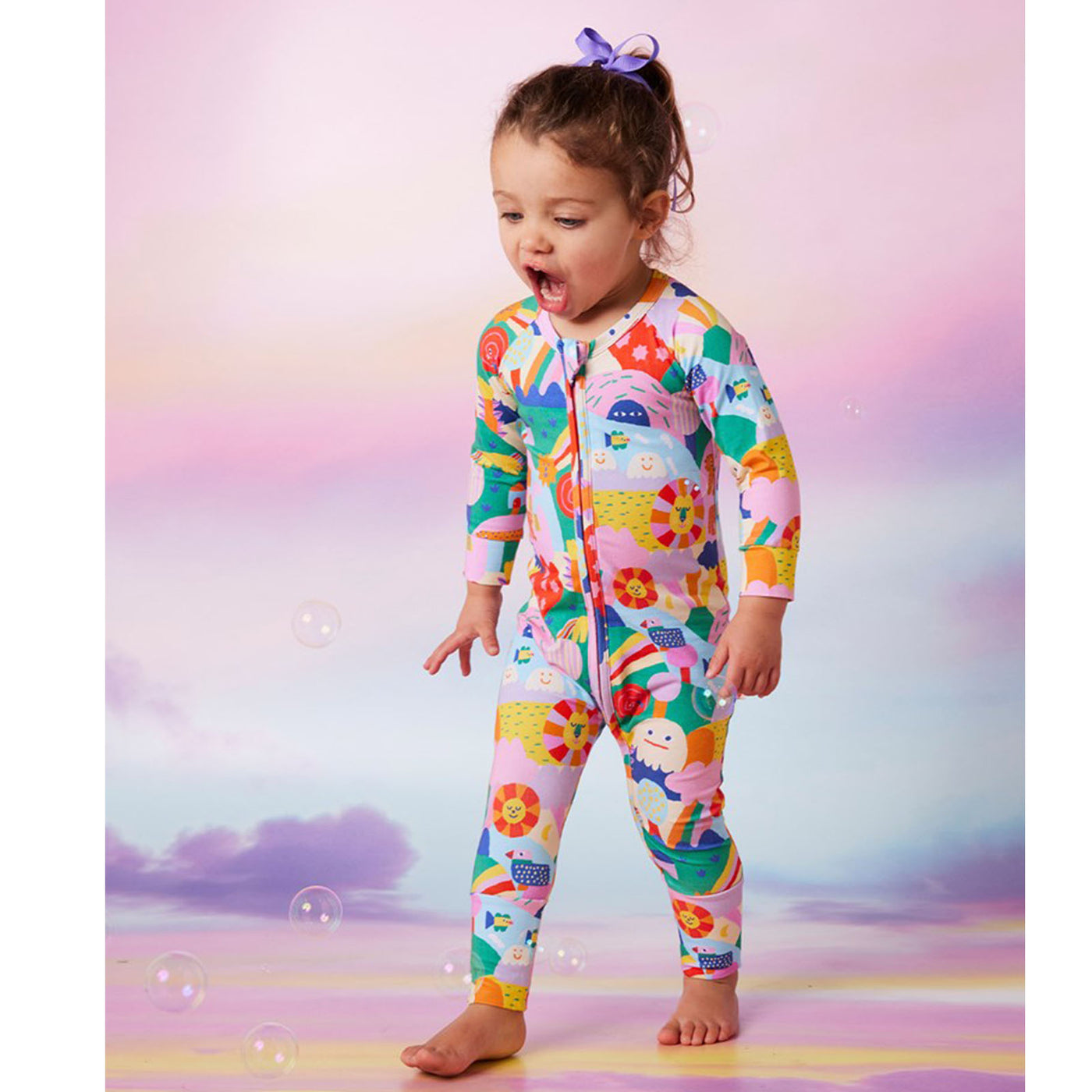 Rainbow Valley Long Sleeve Romper