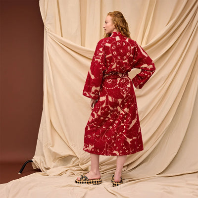 Lucia Towelling Robe  - Crimson