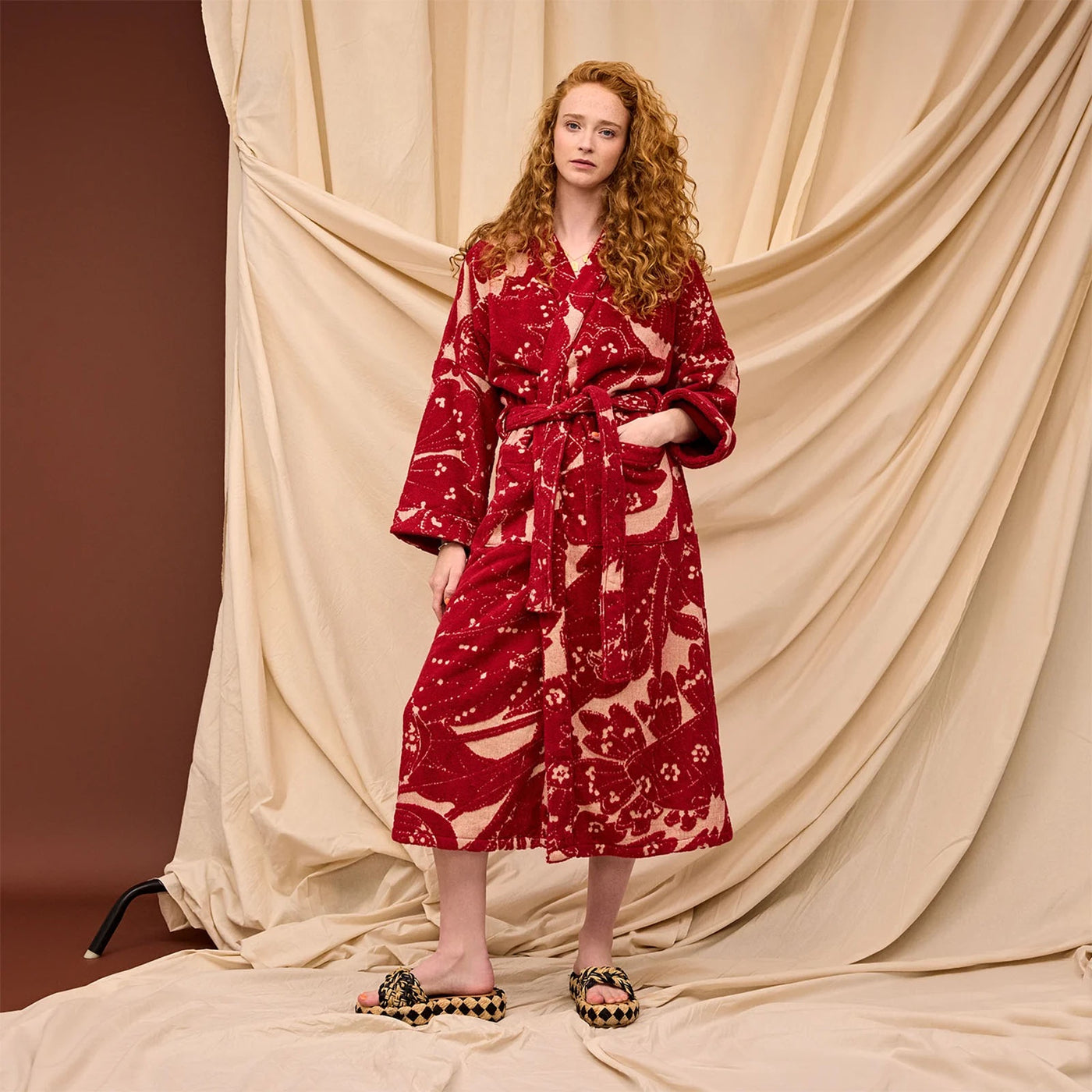 Lucia Towelling Robe  - Crimson