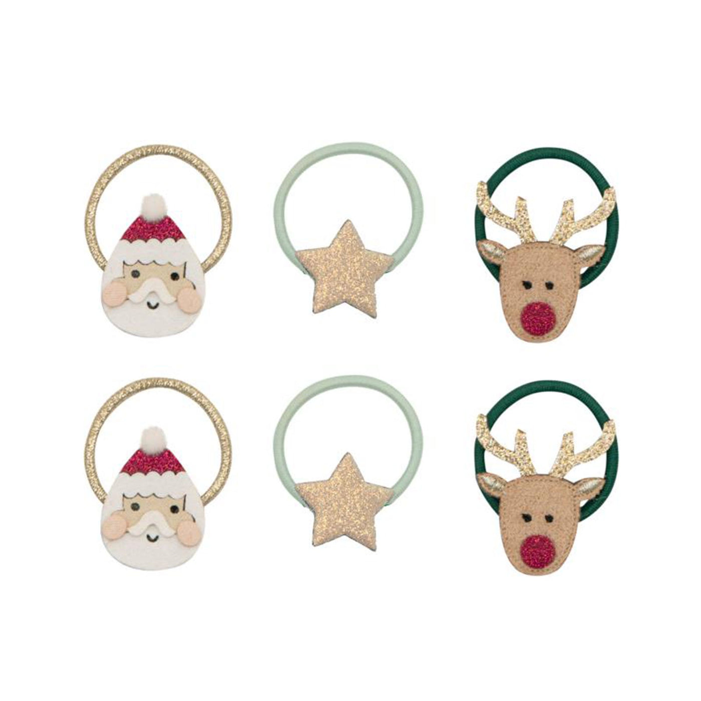 Santa & Rudolph Hair Tie - 6pc