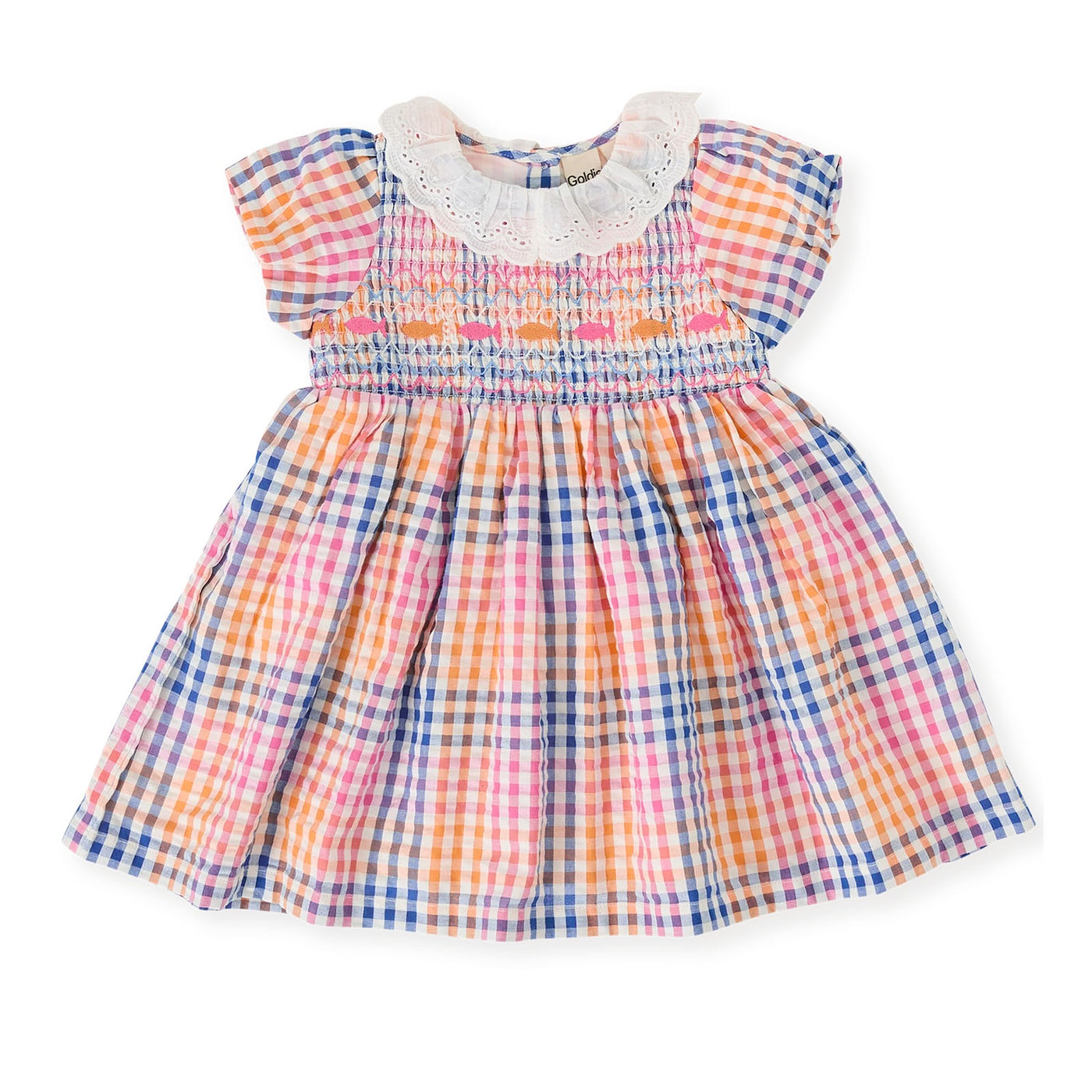 Rainbow Gingham Flo Smocked Dress