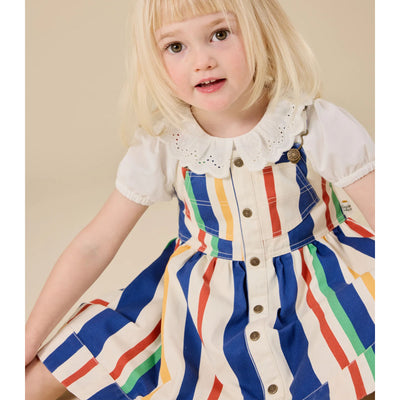 90's Bold Stripe Hedi Denim Pinafore Dress