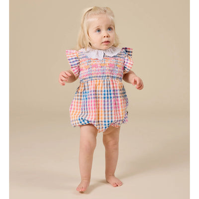 Rainbow Gingham Lani Smocked Romper