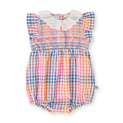 Rainbow Gingham Lani Smocked Romper