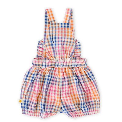 Rainbow Gingham Bubble Frill Romper