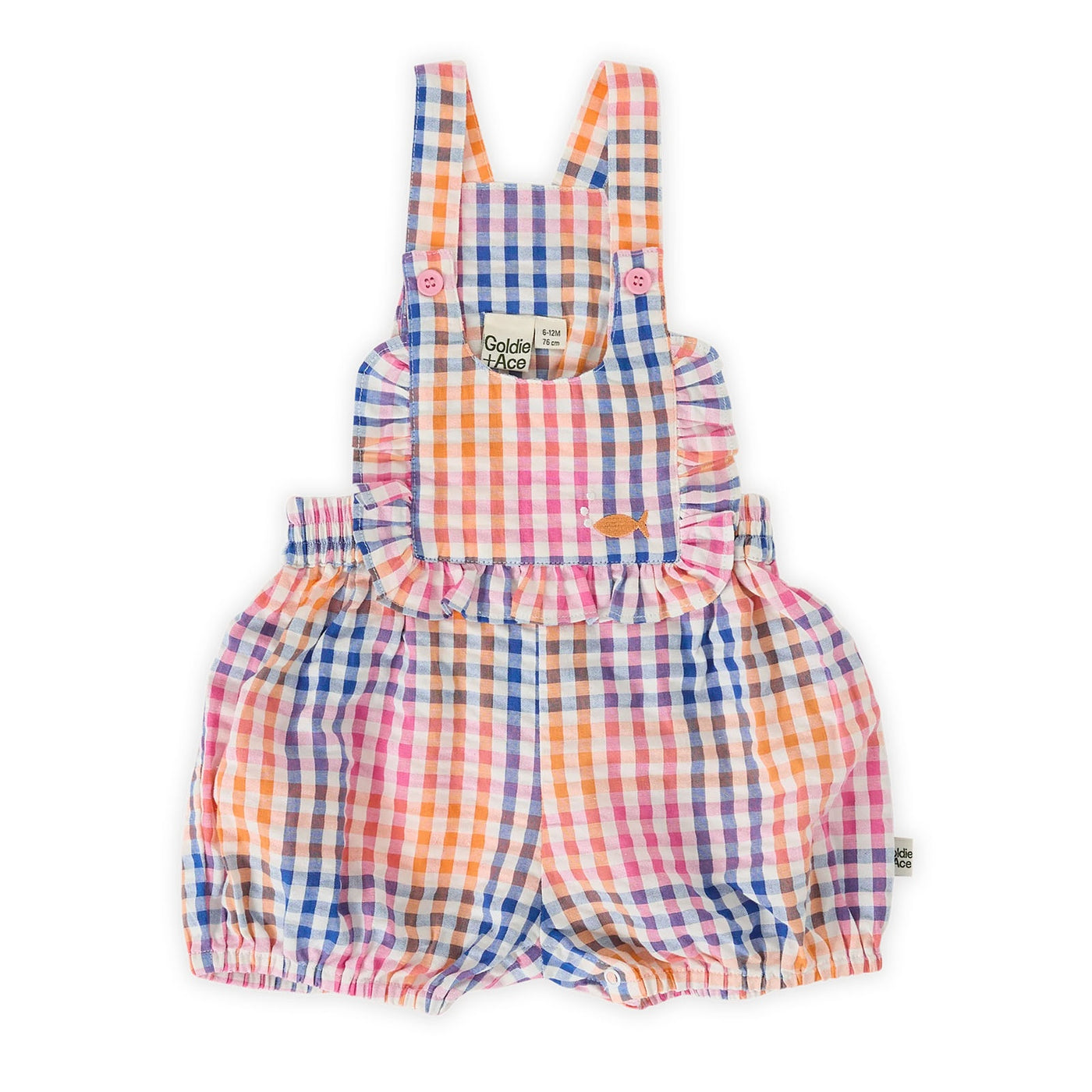 Rainbow Gingham Bubble Frill Romper
