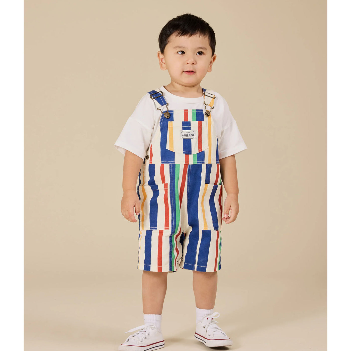90'S Bold Stripe Denim Pocket Overalls