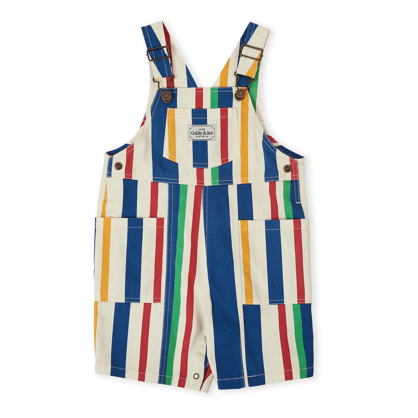 90'S Bold Stripe Denim Pocket Overalls