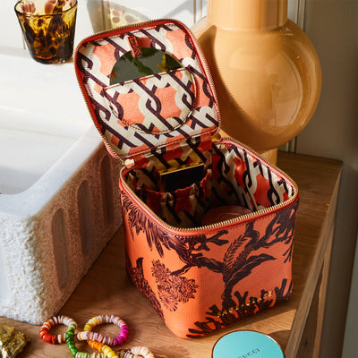 Delphine Small Vanity Case - Vivid Coral