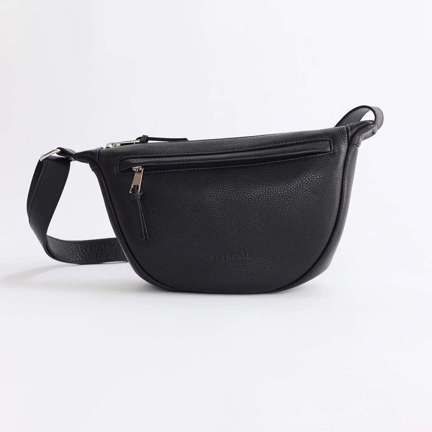 Leather Sporty Crossbody Bag -  Black