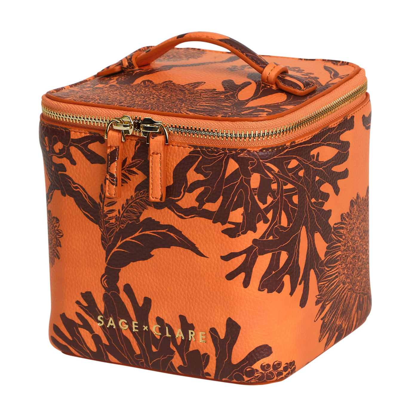 Delphine Small Vanity Case - Vivid Coral