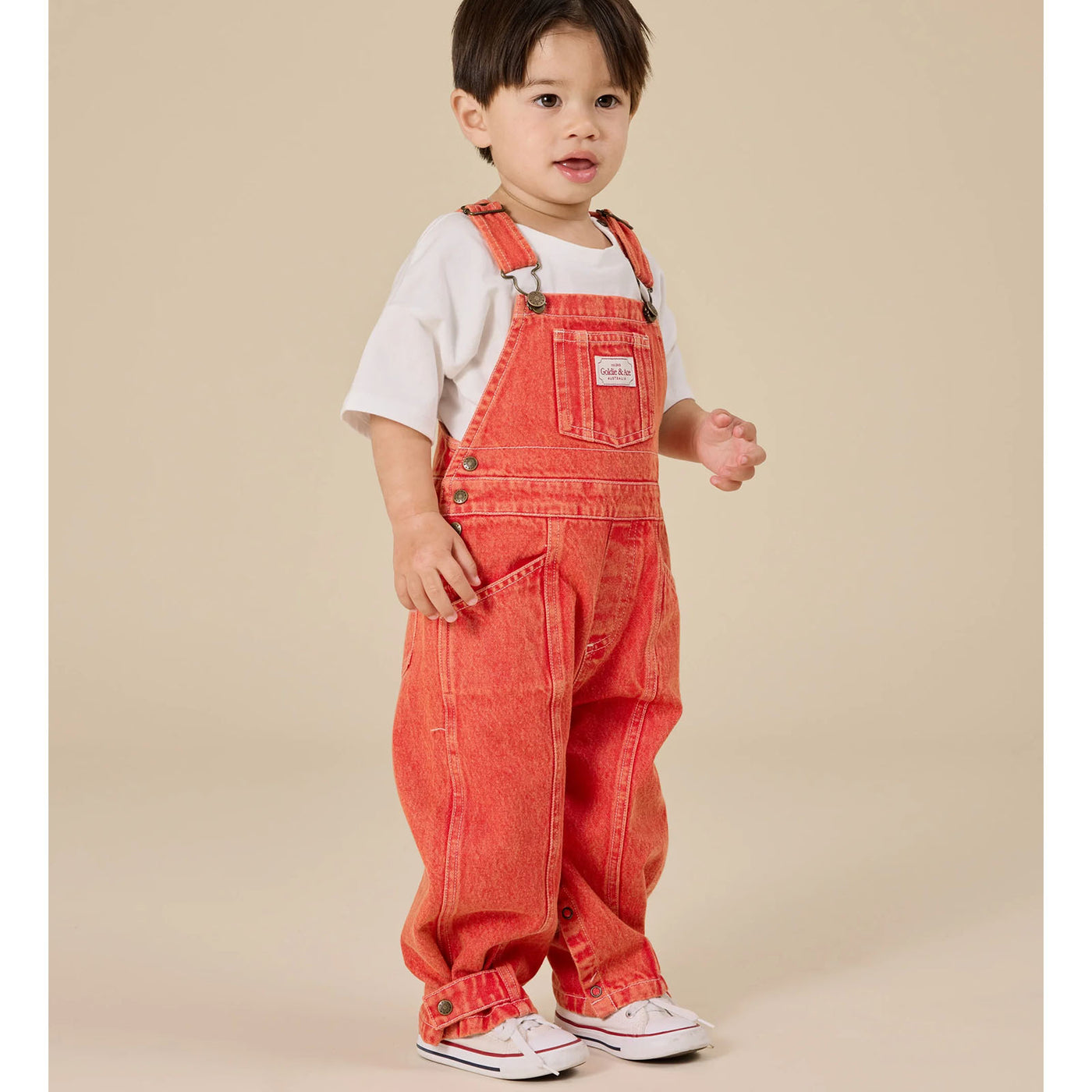 Blake Vintage Washed Denim  Overalls Apple Red