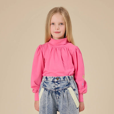 Sofia Embroidered Puff Sleeve Skivvy French Rose