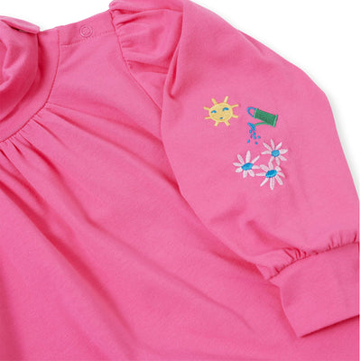 Sofia Embroidered Puff Sleeve Skivvy French Rose