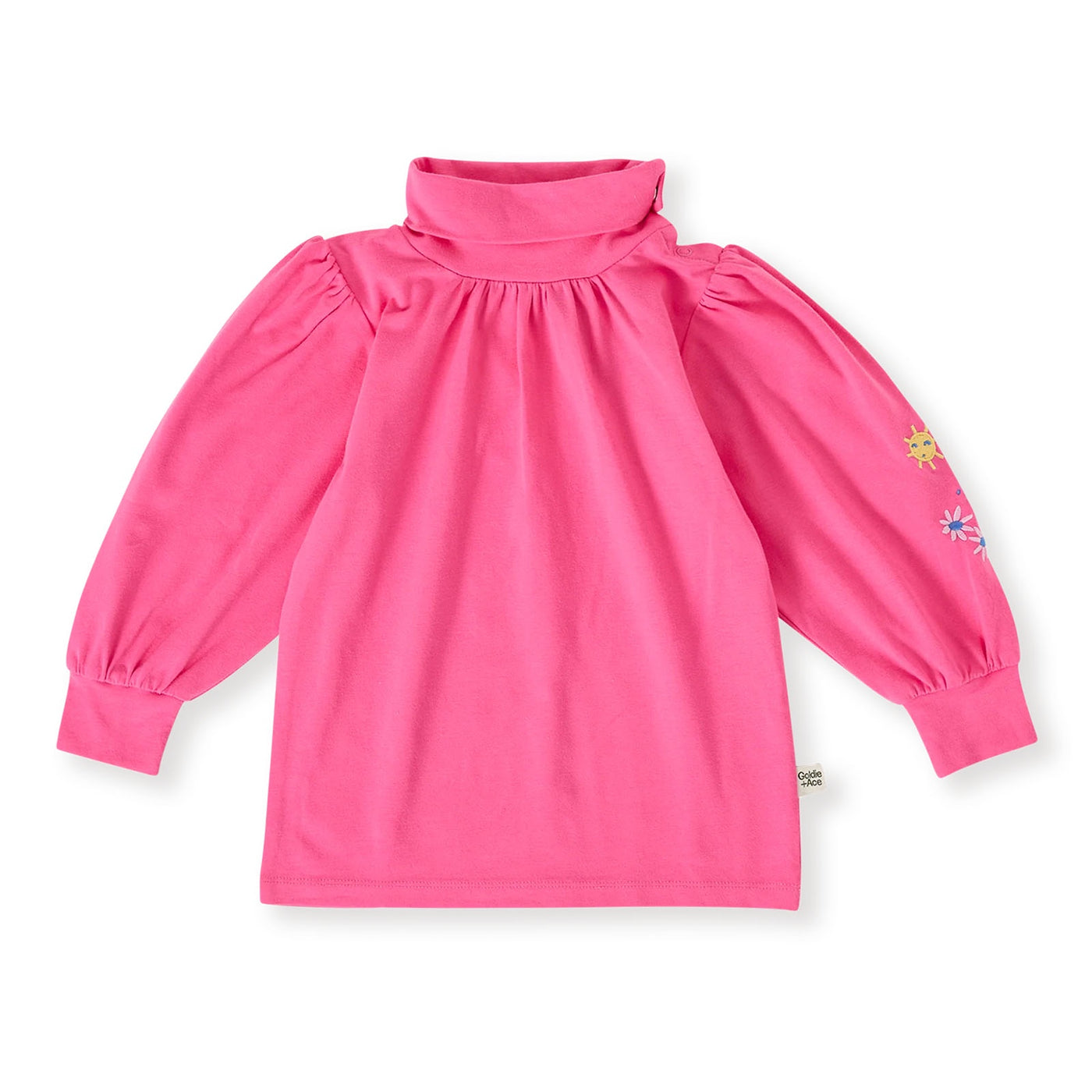 Sofia Embroidered Puff Sleeve Skivvy French Rose