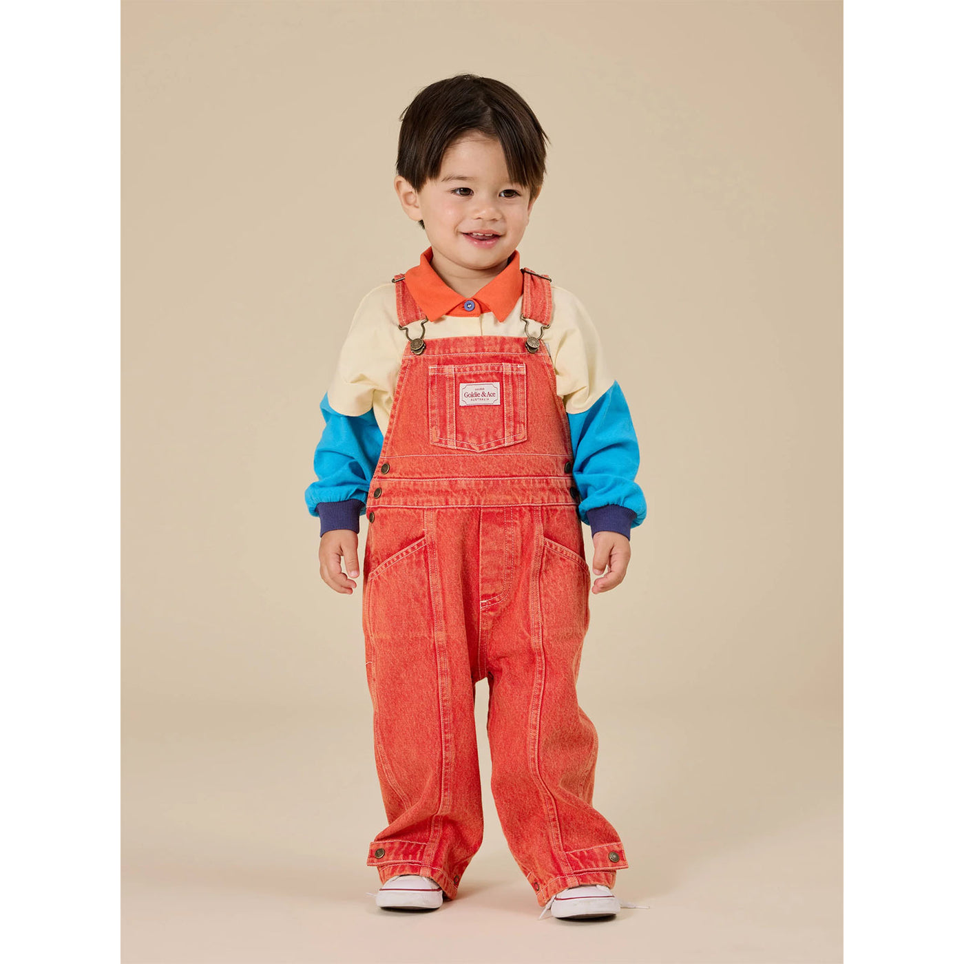 Blake Vintage Washed Denim  Overalls Apple Red