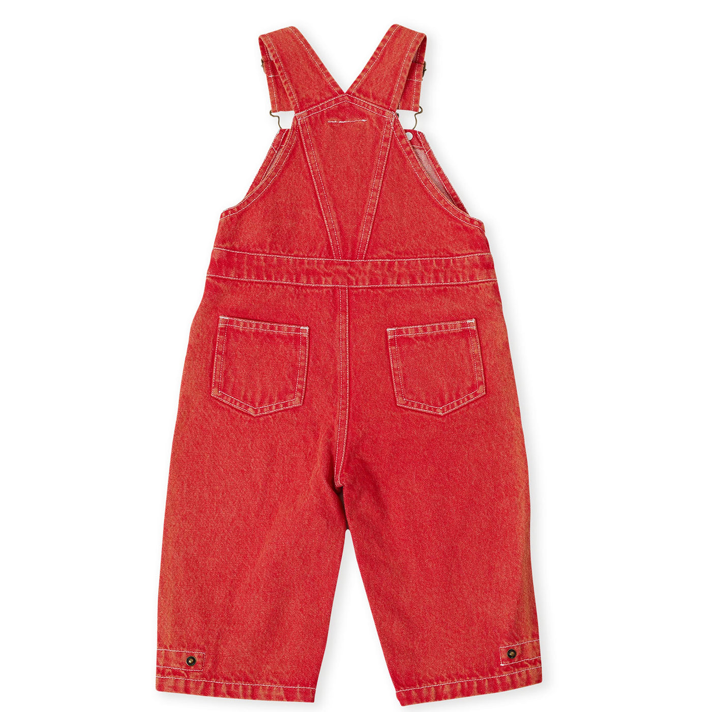 Blake Vintage Washed Denim  Overalls Apple Red