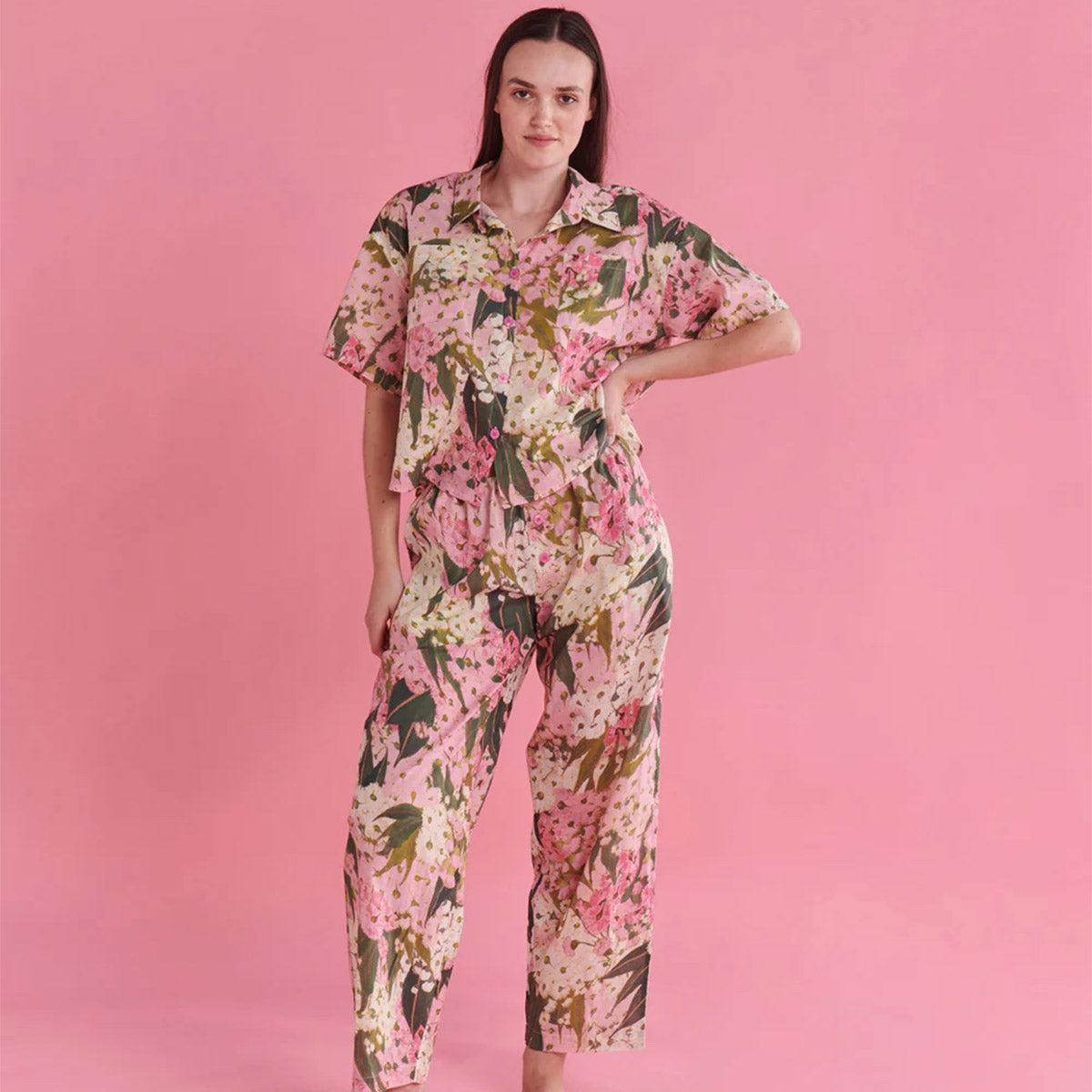 Bush Blossom Organic Cotton Short Sleeve Shirt & Pant Pyjama Set