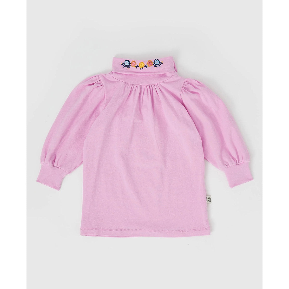 Sofia Embroidered Puff Sleeve Skivvy - Fairy Floss