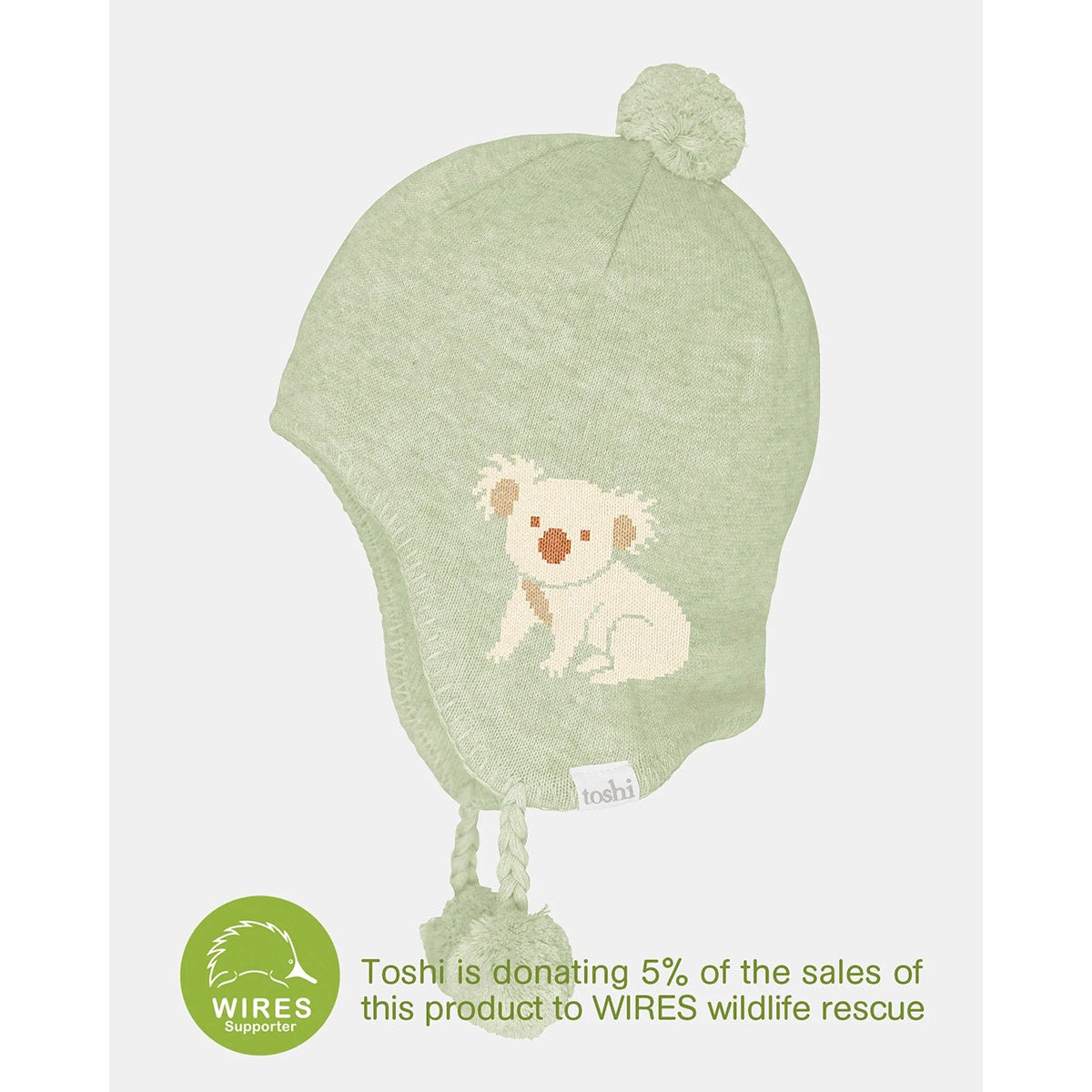 Organic Earmuff Storytime Beanie - Koala