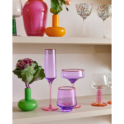 Lilac Colour Block Champagne Glass 2P Set One Size