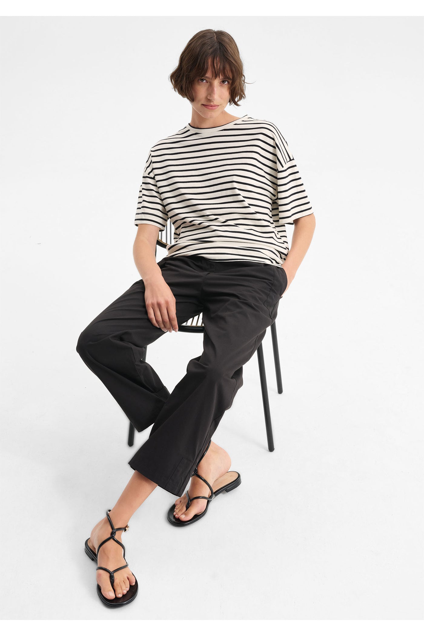 Archie Stripe Tee Blaclk/Cream