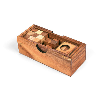 3 Puzzels in a Wooden Box