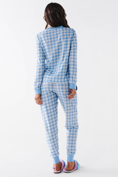Houndstooth Blue, Long Sleeve Pyjama Set