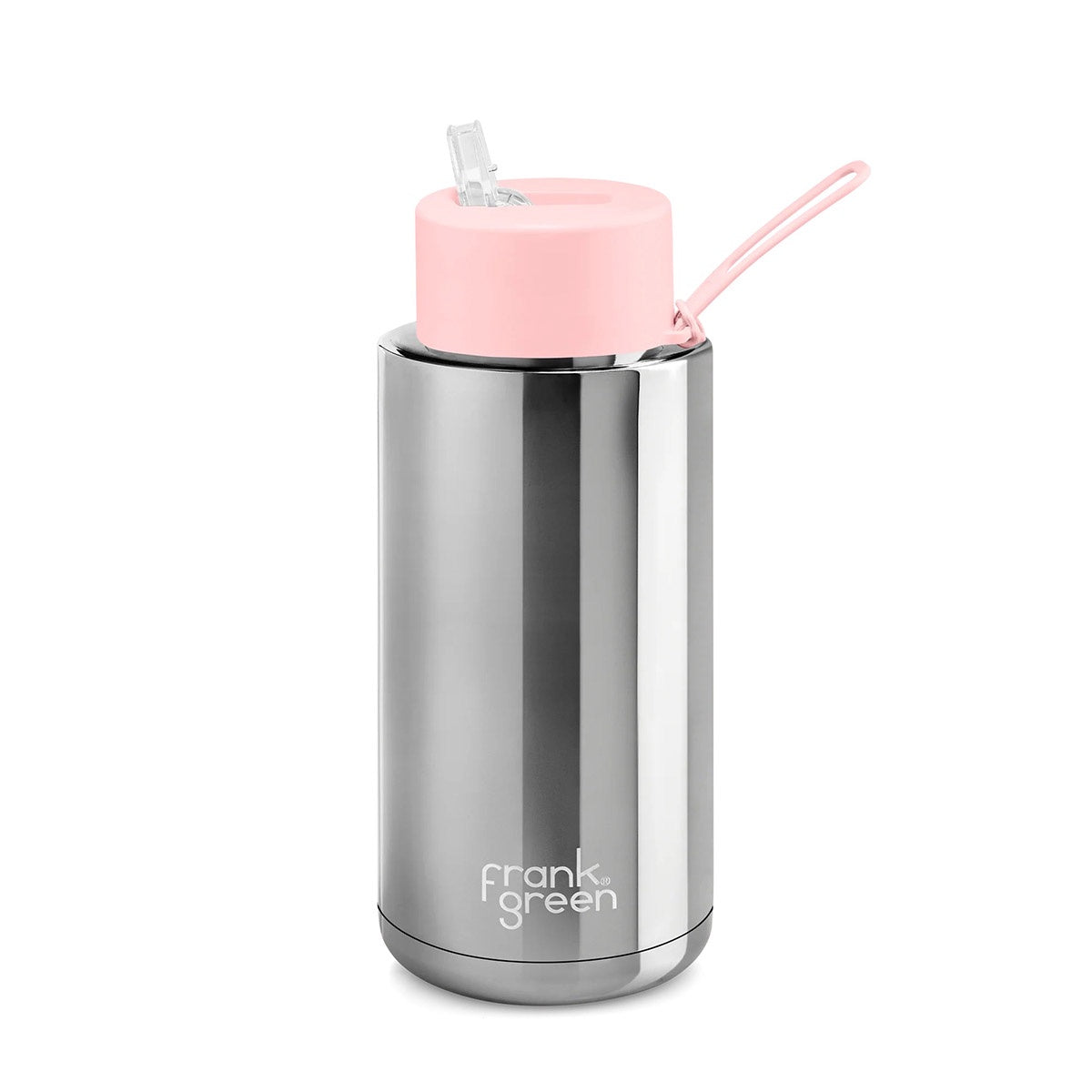 34oz Chrome Reusable Drink Bottle Silver and Blush