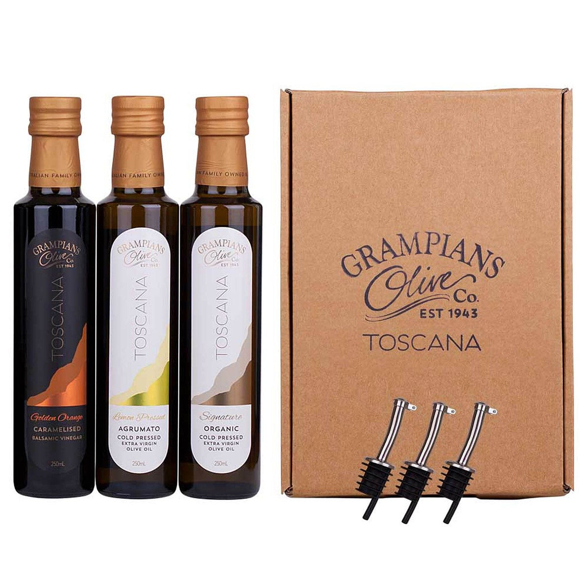 Triple Gift Pack 3 x 250ml Oils (With 3 Pourers)