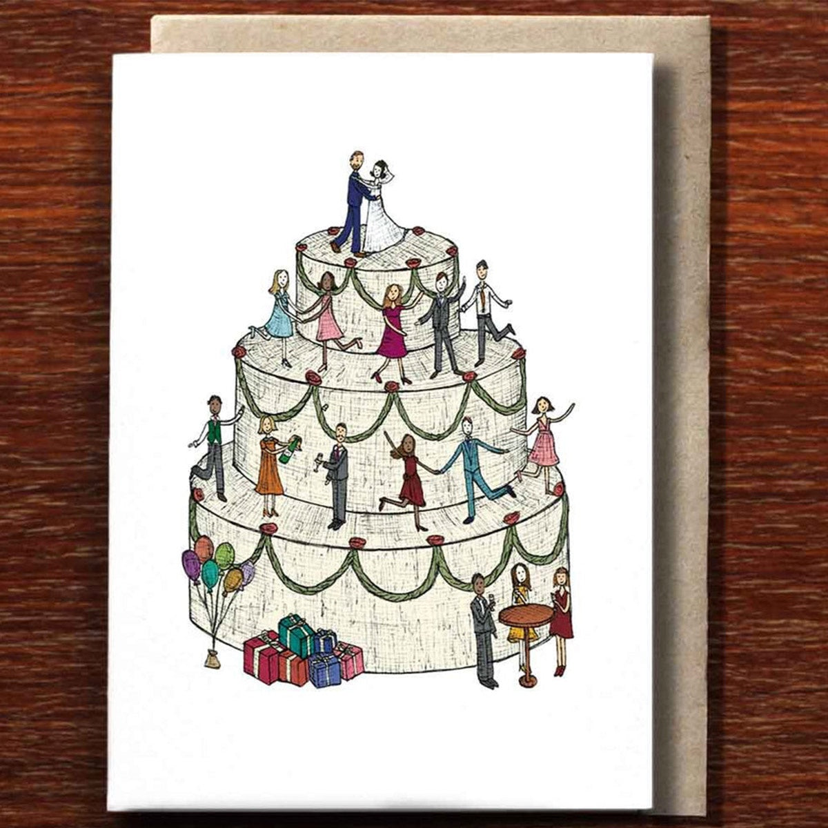 Wedding Cake Bride & Groom, Greeting Card
