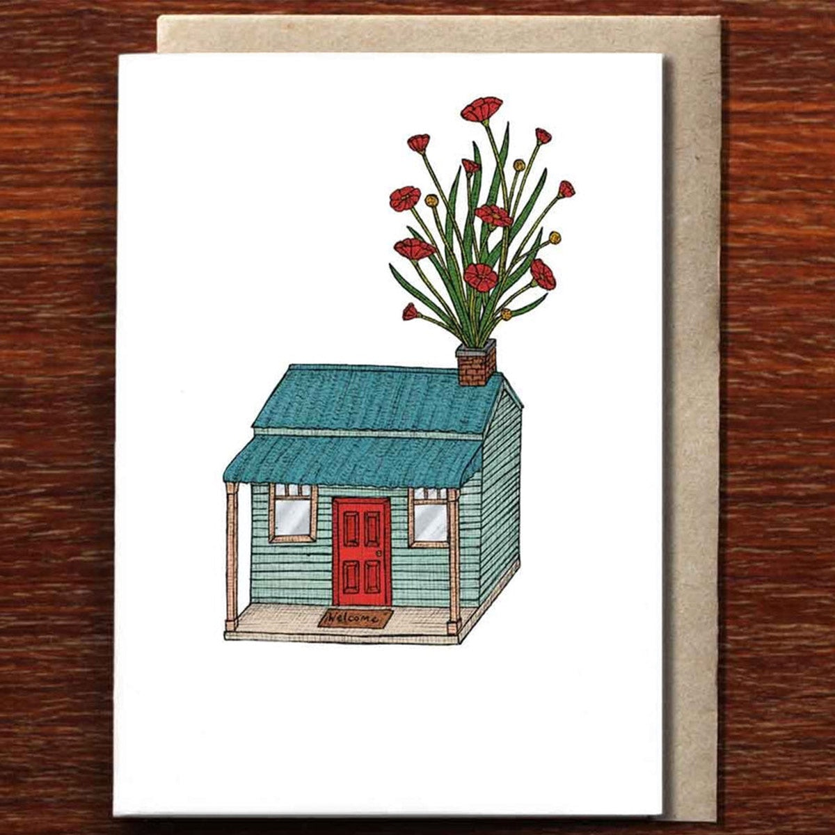 House With Flowers, Greeting Card