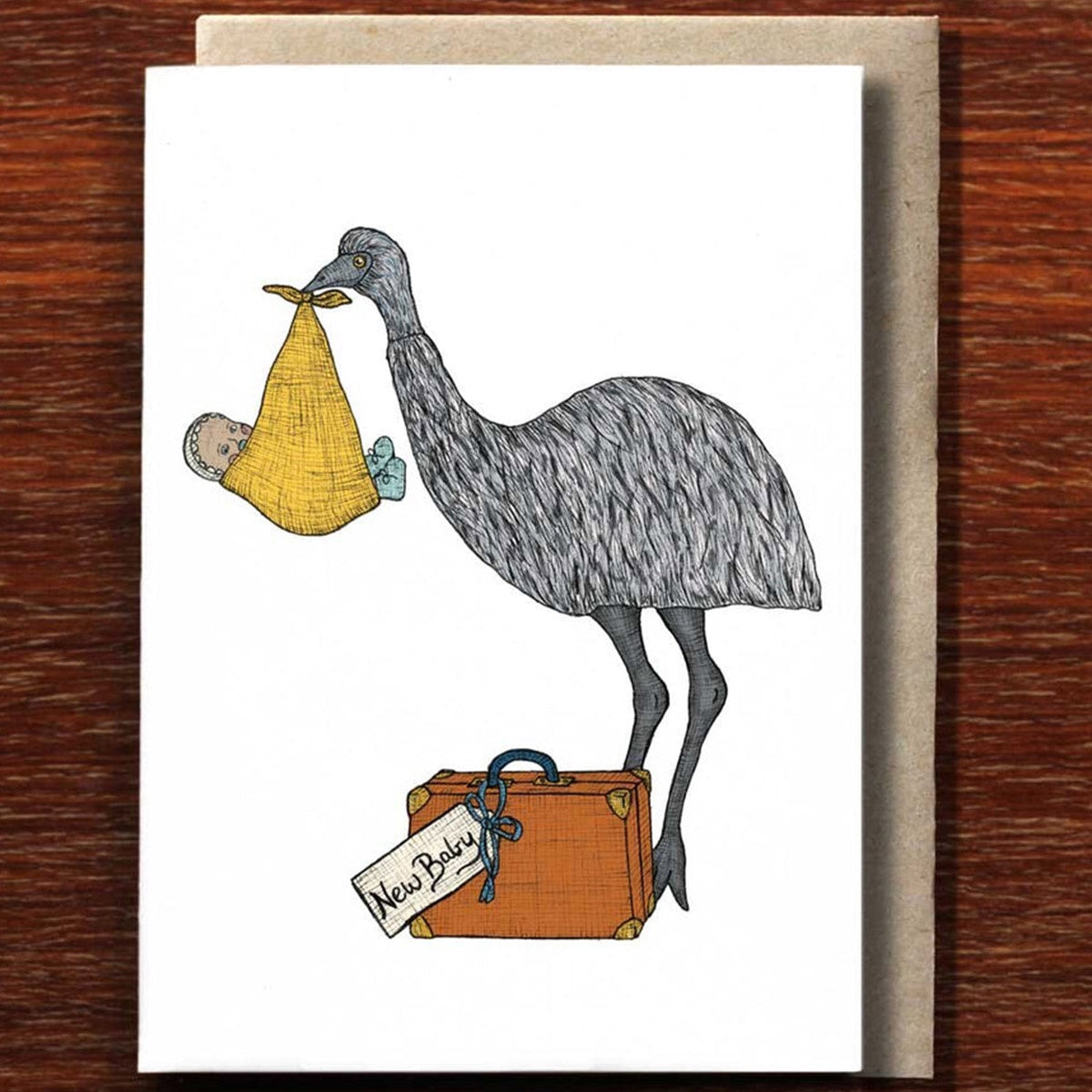 Emu With A Baby, Greeting Card